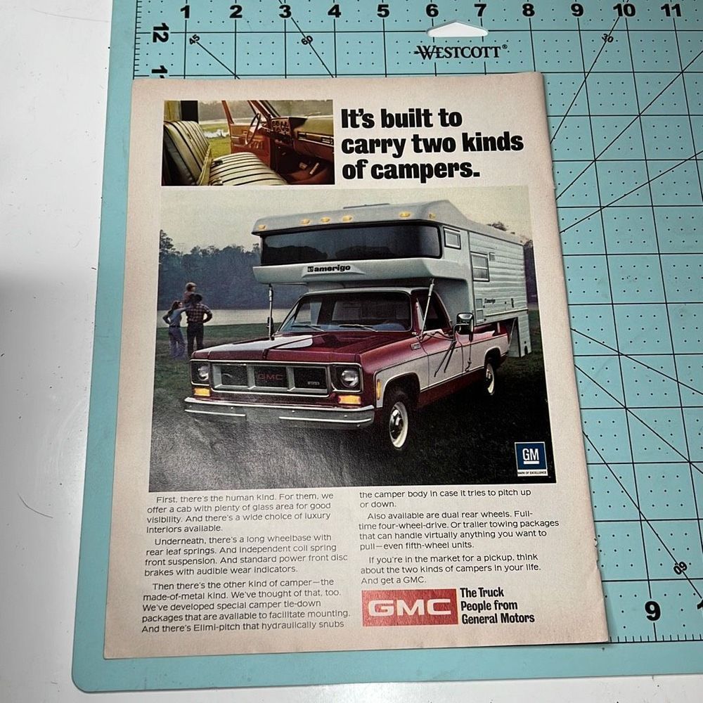 1974 GMC General Motors Pickup Truck Original Print Ad Advertisement Wall Art De